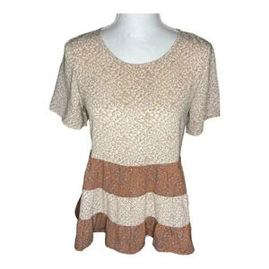Paper Crane Anthropologie Size Small Ruffled Tiered Floral Peplum Blouse‎